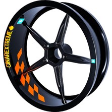 Uravas Store Gp Flag Damalı Alev Turuncusu Iç Jant Şeridi Sticker