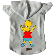 Uravas Store Kapişonlu Polar Sweatshirt Köpek ve Kedi Kıyafeti & Elbisesi Beyaz Bart Simpson Xl