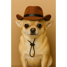 Uravas Store Kedi ve Küçük Irk Köpek Kovboy Şapkası, Keçe Malzeme, Unisex, Ayarlanabilir Lastikli Askı, Özel Günler ve Fotoğraf Çekimleri Için