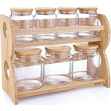 Uravas Store Bambum Bench Standlı 8 Parça Cam Baharat Takımı