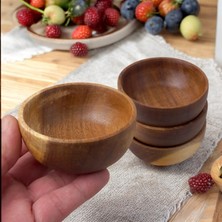 Uravas Store Deconox 4'lü Yuvarlak Akasya Çerezlik, Sunum Kasesi, Zeytinlik, Kahvaltı Sunumluk 8 cm - 4 cm