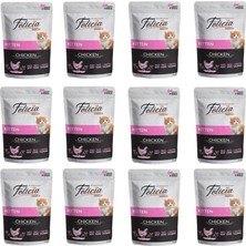 Uravas Store Felicia Pouch Yaş Kedi Maması, Tavuklu, Tahılsız, Yavru Kedi (12 x 85 Gr)