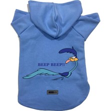 Uravas Store Kapişonlu Polar Sweatshirt Köpek ve Kedi Kıyafeti & Elbisesi - Mavi Road Runner Xs Beden