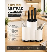 Uravas Store Sas Haus Tezgah Üstü Bölmeli Bıçaklık - Kaşık Kepçe Bıçak Standı Mutfak Düzenleyici Organizer Kaşıklık Beyaz