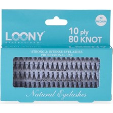 Uravas Store Loony Takma Kirpik 80'li Medium Düğümlü - Doğal Görünüm Makyaj Için Ev ve Profesyonel Kullanıma Uygun