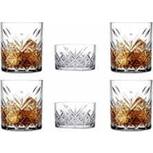 Uravas Store Paşabahçe Cam-4 Adet Lüx Viski Bardağı Timeless Kristal Dekorlu Bardak 345CC ve 2 Adet Çerezlik Takımı