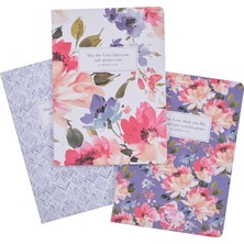 Uravas Store Christian Art Gifts Scripture Notebook Set For Women: May The Lord Bless, Smile, And Show - Numbers 6:24-26 Inspirational Bible Verses, Pink And Blue Watercolor Floral, Large, Set Of Three