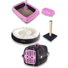 Uravas Store Premium Kedi Başlangıç Seti - Açık Kedi Tuvaleti, Taşıma Sepeti, Yatak, Tırmalama, Mama Kabı, Kürek - At8
