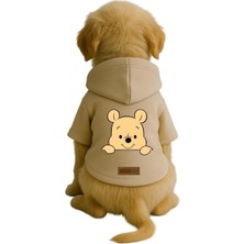 Uravas Store Baskılı Içi Polarlı Köpek ve Kedi Kıyafeti & Elbisesi - Bej Renk Kapüşonlu Hoodie B693E, M