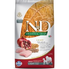 Uravas Store Farmina Pet Foods N&d Ancestral Grain Kuru Köpek Maması, Light Tavuk, Kılçıksız Buğday, Yulaf ve Narlı, Yetişkin Medium ve Maxi, 2.5 kg
