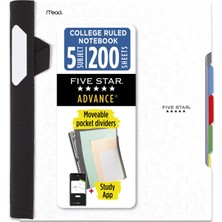 Uravas Store Five Star Modern Spiral Not Defteri, 5 Bölme, Orta Genişlikte, Çizgili Kağıt, 2 Yaprak, Renk Değişebilir (6326) 1 Paket Beyaz