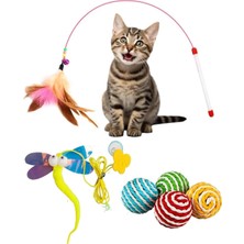 Uravas Store Kyrotech Interaktif Kedi Oyuncağı Seti, Peluş Oyuncak, Kedi Oyun Oltası, Avlanma Geliştirici, Zeka Artırıcı Kedi Oyuncak Seti (3 Lü Set)