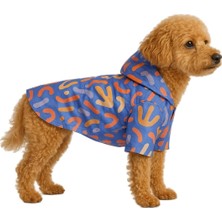 Uravas Store Kedi ve Köpek Kıyafeti & Elbisesi Yağmurluğu Mavi Baskılı Fileli Yağmurluk Xl