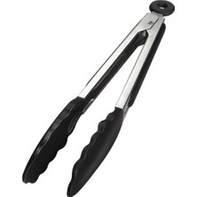 Uravas Store Baker Home Siyah Silikon Uçlu Mutfak Maşası - 23 Cm, Asma Kilit Sistemli Paslanmaz Çelik Sap, Kolay Kavrama, Mangal, Salata, Makarna, Barbekü, Kamp Için Uygun