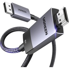 Uravas Store Ugreen 8k 60Hz Displayport 1.4 To HDMI 2.1 Örgülü Kablo, 1m, 80395