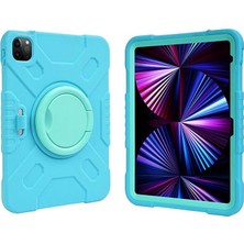 Uravas Store Undeplus Samsung Galaxy Tab S10 Lite FE/S10/S9 Fe/s9/s7-S8 ile Uyumlu Kılıf Askılı Silikon Handle Ring Yüzüklü Amour Tank Case Turkuaz