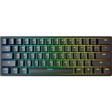 Uravas Store Valkyrie Leaven K620 Blue Switch Mekanik Gaming Oyun Klavyesi Rgb 61 Key Mavi Tuş Type-C Klavye Siyah