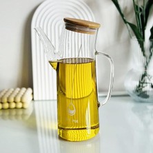 Uravas Store Deconox Bambu Kapklı Borosilikat Cam Yağlık & Sirkelik – 1 Litre | Isıya Dayanıklı & Sızdırmaz Tasarım | Bambu Kapaklı Şeffaf Cam Yağdanlık – 1000ML