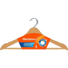 Uravas Store Macro Max Ahşap Desenli Plastik Elbise Askısı 3'lü Paket