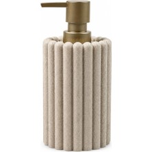 Uravas Store Polyresin Sıvı Sabunluk, Modern Çizgili, Krem Renk, Mat Doku, Sıvı Sabun, Pompalı, Kozmetik Şişesi, Doldurulabilir Sıvı Sabunluk, Banyo Mutfak Lavabo Otel Karavan Mien Aksesuarı