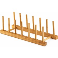 Uravas Store Bambu Tabaklık Kurutmalık – Ahşap Tabak Düzenleyici Stand, Katlanabilir Bulaşıklık, Tabak Kapak Bardak Organizer (Doğal Bambu)
