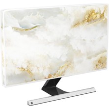 Uravas Store Soyut Doku Mermer Tasarımlı Beyaz Altın Bilgisayar Monitörü Kapağı 26, 27, 28 Inç Panel Kılıf Bilgisayar Monitörü Kapakları Pc Masaüstü ve Tv Lcd/led/hd Ekran Kapağı ile Uyumlu Kılıf