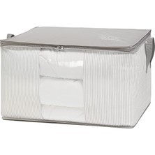 Uravas Store Ocean Home Textile Büyük Boy Pvc Pencereli Gri Çizgili Stuff & Things Hurç 60 x 43 x 35 cm