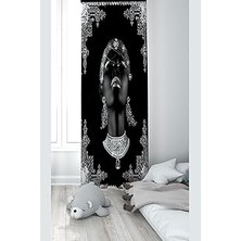 Uravas Store Pelangi Siyahi Kadın Desenli Dijital Baskı Yıkanabilir Bebek Çocuk Odası Fon Perdesi, Siyah 140 x 270