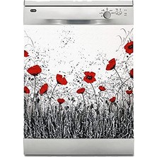 Uravas Store Bulaşık Makinesi Sticker Kaplama Beyaz Eşya Kaplama Laleler