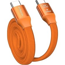 Uravas Store Manyetik Turuncu 240W 20GBPS Type-C To Type-C Hızlı Şarj, Görüntü ve Veri Aktarım Kablosu, Iphone, Ipad, Macbook, Samsung Galaxy Uyumlu