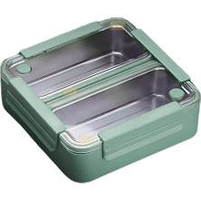 Uravas Store Vagonlife Bento 1100ML Lunchbox Tek Katlı 2 Bölmeli Paslanmaz Çelik Sefer Tası Yemek Kutusu (Yeşil)