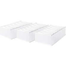 Uravas Store Ocean Home Textile 3'lü 7 Bölmeli Beyaz Renk File Çekmece Içi Düzenleyici Set