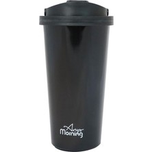 Uravas Store Any Morning 500 ml Paslanmaz Çelik Termos Mug, Çift Katmanlı, Sızdırmaz Kapak, Siyah SI231902