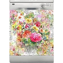 Uravas Store Bulaşık Makinesi Sticker Kaplama Beyaz Eşya Kaplama Bahçede Çiçek