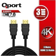 Uravas Store Qport-Q-Hdmı32 Altın Uçlu 3 Metre 4K Hdmı2.0 Kablo