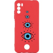 Uravas Store S19 Max Pro S Nazar Gözler Baskılı, Kamera Korumalı Kırmızı Silikon Kılıf