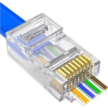 Uravas Store Primex PX-560C6 RJ45 Cat6 Konnektör, 100’LÜ Paket Yeni Nesil RJ45 Jack Utp, Cat6 Ethernet Network Lan Kablo Ucu, Şeffaf Beyaz Polimer RJ45 Erkek Plug, Modem Router Switch Patch Panel Kablo Sonlandırma