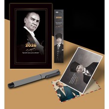 2026 Gazi Paşa Atatürk Ajandası Ayraç Kartpostal Kalem - Gri