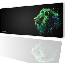 Uravas Store Sonictouch Ultragrand Siyah ve Neon Yeşili Aslan Dikişsiz Xxl Gaming Oyuncu Masaüstü Klavye Mouse Pad 40X90CM