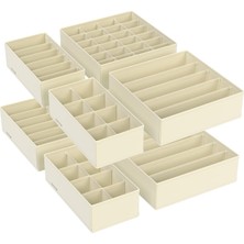 Uravas Store Songmıcs Iç Çamaşırı Düzenleyici 8'li Set, Çekmece Düzenleyici, Katlanabilir, Elbise Dolabı, Saklama Kutusu, Kumaş Kutular, Saklama, Sütyen, Çorap, Kravat Için, Bej RUS008M01