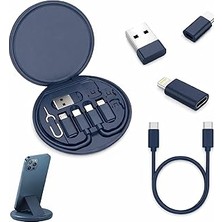 Uravas Store 9'u 1 Arada Kablo Kılıfı USB Adaptör Kablosu Dönüştürme Saklama Kutusu, USB Tip C - Mikro Usb/yıldırım/usb A Kablosu Veri Aktarım Aracı Sim Kart Yuvası Tepsi Çıkarma Pimi Içerir, Telefon