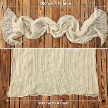 Xspring Masa Örtüleri, 90X300CM%100 Doğal Pamuk Boho Rustik Düğün Peynir Bezi, Tül Masa Runner Dekorasyonu, Gelin Çocuk Partisi, Doğum Günü Yemekleri ve Ev Dekorasyonu Için (Beyaz)