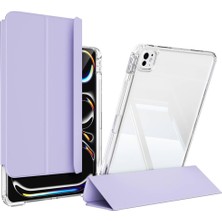 Uravas Store Zore ​​​apple ile Uyumlu iPad Pro 11 2024 Kılıf Magnetik Ayrılabilen Airbagli Sliding Tablet Kılıfı Lavender