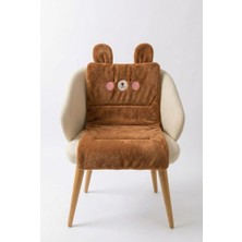 Ayıcık Emojili Peluş Sandalye ve Koltuk Minderi – 65X42 Cm, Lastikli Sırt Destekli Minder, Yumuşak Peluş Kumaş, Arkası Lastikli Tasarım, Ev ve Ofis Sandalyeleri Için Oturma Minderi (Kahve)