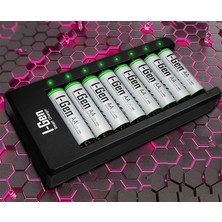 Uravas Store I-Gen G827 8'li Pil Şarj Aleti + 8 Adet Aa 2700 Mah Şarj Edilebilir Aa Şarjlı Kalem Pilli Set 1.2V Ni-Mh
