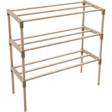 Uravas Store Masif Ahşap Açık Raflı 2 Katlı Ayakkabılık – Modern Minimal, 6–8 Çift Ayakkabı Kapasiteli, Hava Alan Slat Raf, Kolay Kurulum
