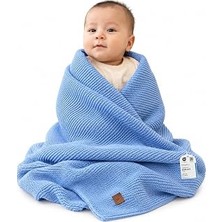 Uravas Store Bebek Yumuşak Örgü Battaniye, 80 x 100 cm Bebek Mavisi, Yumuşak ve Nefes Alır, Öko-Tex 100 Sertifikalı, Hafif ve Yumuşak, Yeni Doğanlar, Küçük Çocuklar, Çocuk Yatağı, Bebek Arabası ve