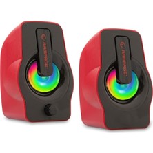 Uravas Store Rampage Rms-G7 Falsetto 2.0 6 Watt Rgb Ledli Kırmızı Multimedia Gaming USB Speaker