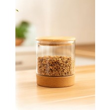 Uravas Store Bambum Corki - Mantar Altlıklı Cam Saklama Kabı 650 ml