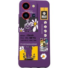Uravas Store S19 Max Pro S Zoom Baskılı Kamera Korumalı Mor Silikon Kılıf